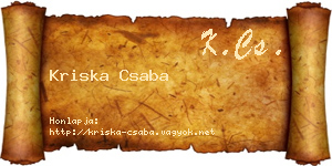 Kriska Csaba névjegykártya